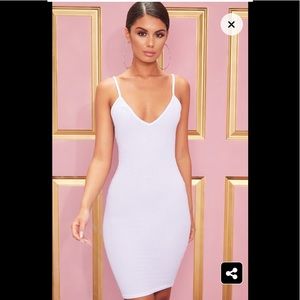 White midi ribbed dress